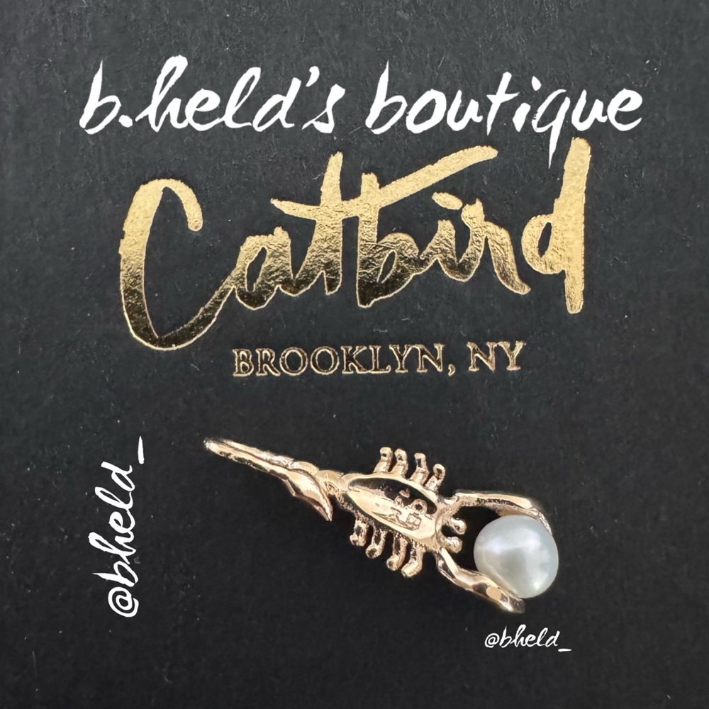 Catbird Jewelry Little Scorpion Charm Solid 14K Gold Pearl Limited Edition NWT - Picture 7 of 17
